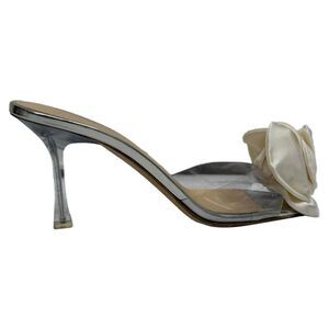 Magda Butrym Flower Plexi Slide Sandal Heels in White PVC